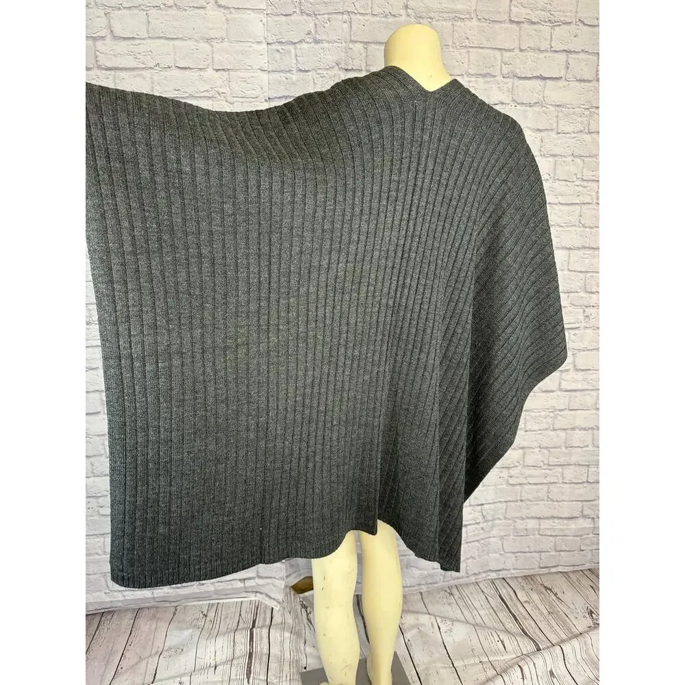 MICHAEL MICHAEL KORS Leather-Trim Poncho in charcoal size med / one size